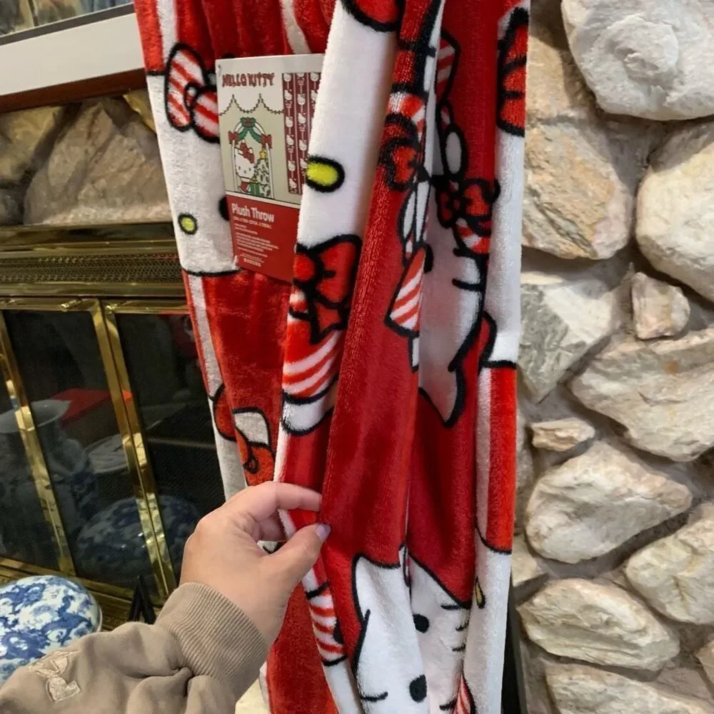 Hello kitty candy cane Christmas blanket